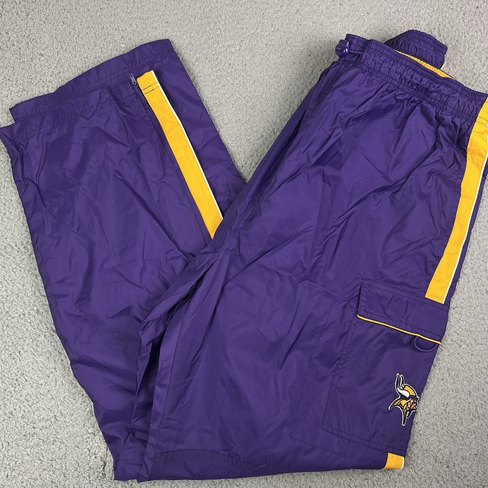 Vintage Minnesota Vikings Sweatpants Purple Windbreaker Baggy Logo NFL Men's XL